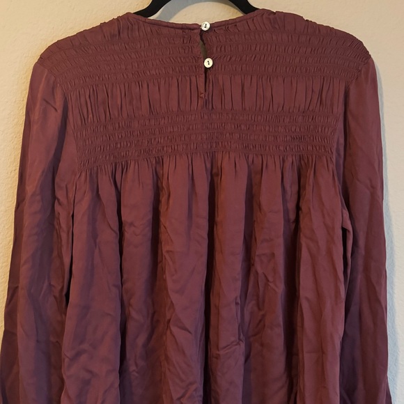 J. Jill satin smocked A-line top in clove - Picture 4 of 4